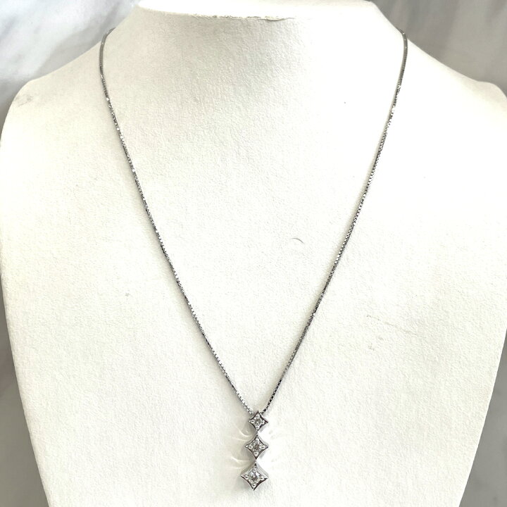 楽天市場】【中古】K18WG ダイヤモンド トリロジー ネックレス D0.30ct 