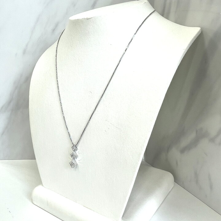 楽天市場】【中古】K18WG ダイヤモンド トリロジー ネックレス D0.30ct 
