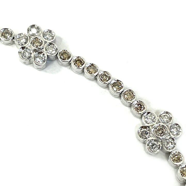 K18WG メレダイヤ0.15ct デザイン ブレスレット【新宿店】【中古  