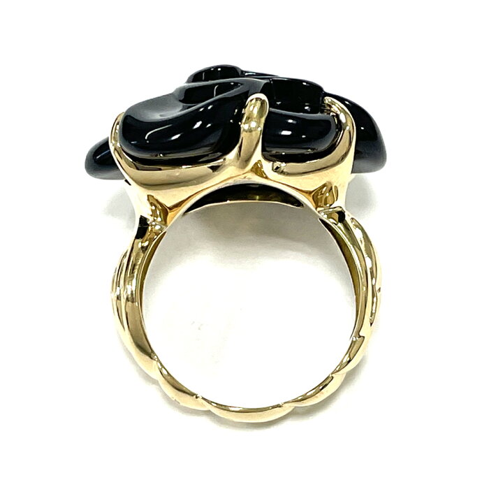 楽天市場】【中古】シャネル CHANEL カメリア オニキス リング K18  