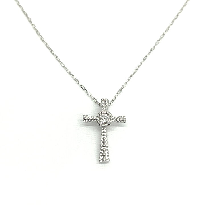 楽天市場】【中古】K18WG ダイヤ クロス ネックレス D0.03ct 0.75g 