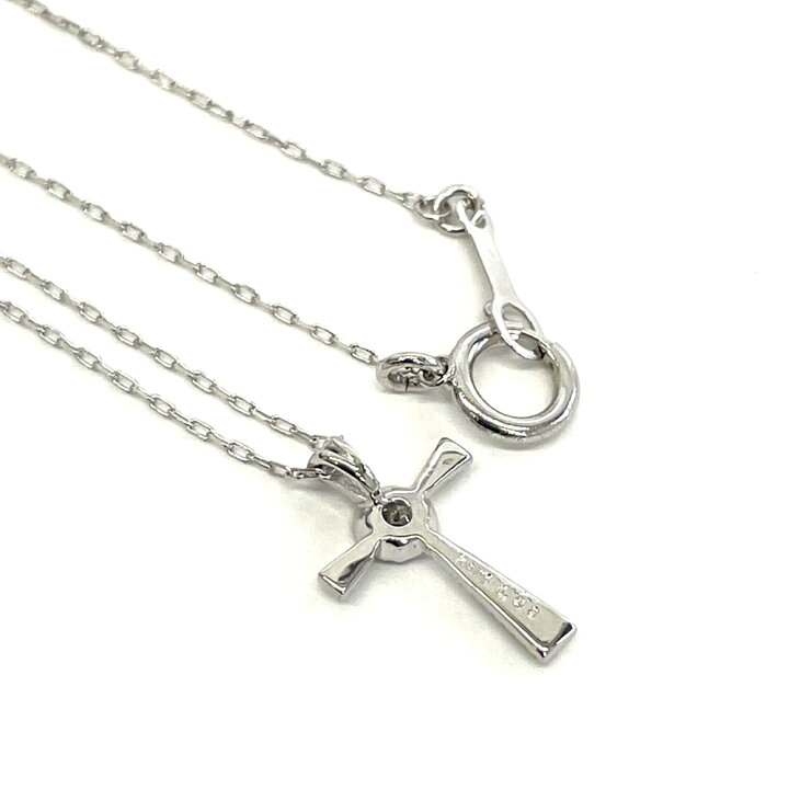 楽天市場】【中古】K18WG ダイヤ クロス ネックレス D0.03ct 0.75g 