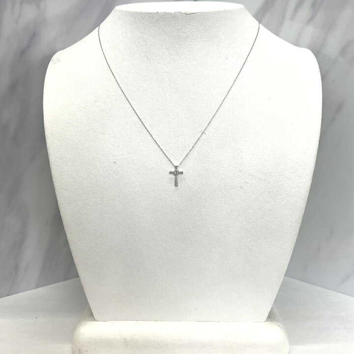 楽天市場】【中古】K18WG ダイヤ クロス ネックレス D0.03ct 0.75g 
