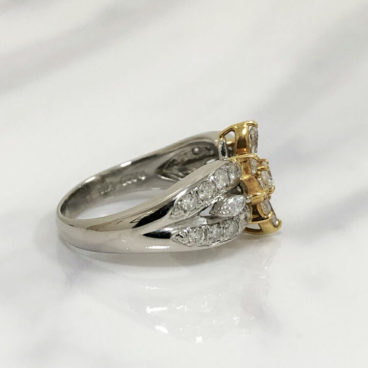 楽天市場】【中古】K18／Pt900 ダイヤ デザインリング ダイヤ1.00ct 