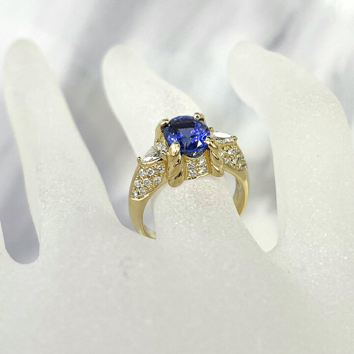 楽天市場】【中古】K18 タンザナイト ダイヤ リング 12号 指輪 T2.25ct 