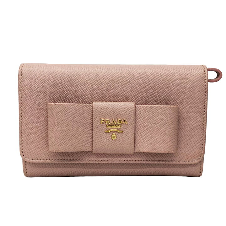楽天市場】【中古】PRADA プラダ 1M1438 サフィアーノ リボン レザー  