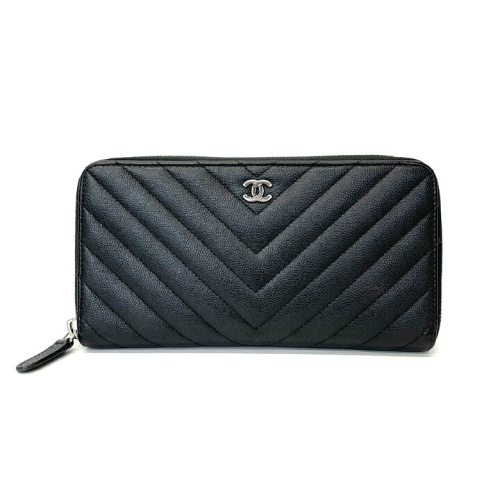 楽天市場】【中古】シャネル CHANEL キャビアスキン シェブロン V 