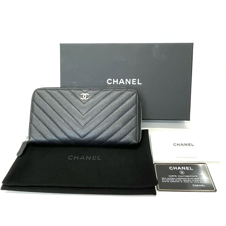 楽天市場】【中古】シャネル CHANEL キャビアスキン シェブロン V 