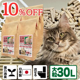 TVメディアで紹介 消臭 オーガニック 猫砂 【杉にゃん大粒 30L】 猫肌と同じpHバランス 敏感肌 バリア機能を守る スキンケア ph6.4 肌想い 木製 杉100％ 自然素材 完全無添加 健康予防 誤食も安心 生分解 堆肥化 固まらない 流せる 抗菌 抗酸化 国産