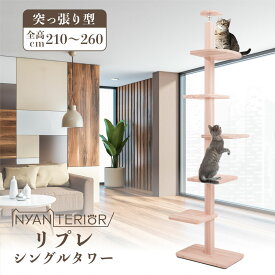 TBSねこ自慢で紹介 キャットタワー ニャンテリア 【リプレシングル】全高210-260cm スリム コンパクト 天然木製 天日乾燥杉 最適pHバランス 森林浴効果 健康予防 フィトンチッド 消臭 抗菌 多頭飼い 爪とぎ 木登り 杉にゃん 高強度 高耐久 一生使える