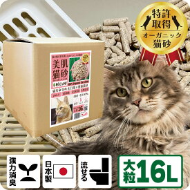 TVメディアで紹介 消臭 オーガニック 猫砂 【杉にゃん大粒 16L】 猫肌と同じpHバランス 敏感肌 バリア機能を守る スキンケア ph6.4 肌想い 木製 杉100％ 自然素材 完全無添加 健康予防 誤食も安心 生分解 堆肥化 固まらない 流せる 抗菌 抗酸化 国産