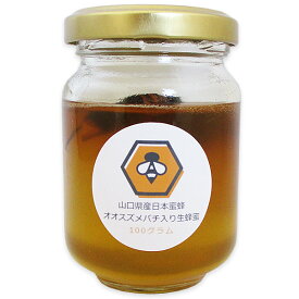 【オオスズメバチ入り生蜂蜜(100g)】【山口県産】【日本蜜蜂】日本蜜蜂ミツバチみつばち 非加熱 垂れ蜜 無給餌 薬品不使用