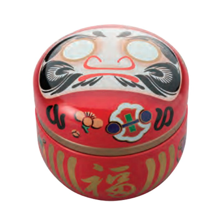 5%OFF】 茶筒 鈴子だるま 赤 φ86mm×高さ84mm 内容量80g用 印刷缶