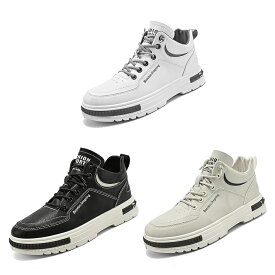 スニーカー メンズ 運動靴 白 黒 厚底 レザー 軽量 人気 防水 ハイカット 大人 ウォーキングシューズ アウトドア ジョギング カジュアル 学生 おしゃれ 歩きやすい かっこいい 革靴 レースアップ サラリーマン 通勤 通学 24.5cm-27.0cm