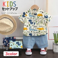 【マラソン限定最大10%OFFクーポン】ベビー セットアップ カジュアル 男の子 可愛い 恐竜柄 上下セット …