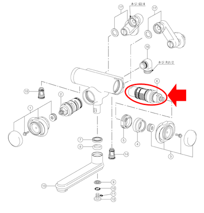 楽天市場】LIXIL,INAX,A-1526-1,温度調節部,サーモ水栓温調部