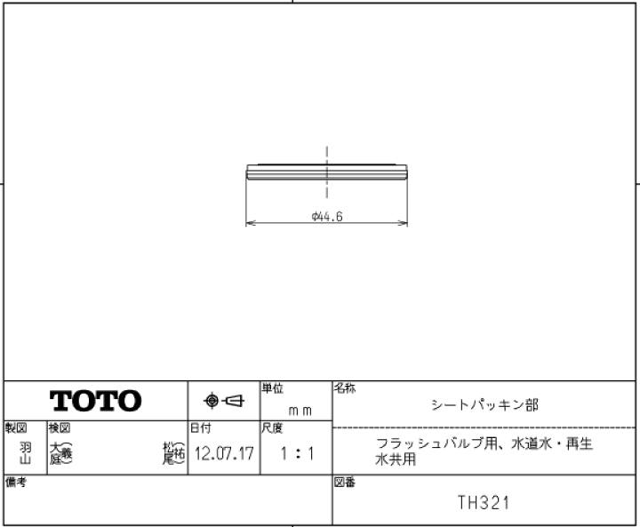 楽天市場】メール便対応,TOTO,TH321,シートパッキン部,大便器 
