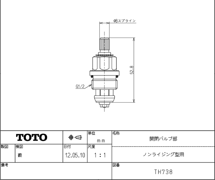 楽天市場】TOTO,TH738,開閉バルブ部,ノンライジング型ツーハンドル混合水栓用 (ジョイ/ニュージョイ/Gシリーズ,TKJ20BA/TKJ23R/TKG20B他用,一般地用着脱コマ仕様) : 水道屋さん 楽天市場】TOTO,TH738,開閉バルブ部,ノンライジング型ツーハンドル混合水栓用 (ジョイ/ニュージョイ/Gシリーズ,TKJ20BA/TKJ23R/TKG20B他用,一般地用着脱コマ仕様) : 水道屋さん