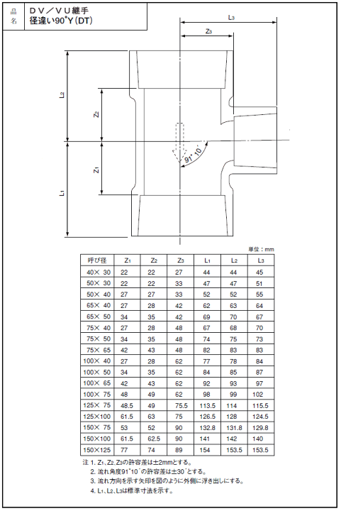 楽天市場】DV継手,DV違い90度Y-DT,違いチーズ(呼び125A×75A 楽天市場】DV継手,DV違い90度Y-DT,違いチーズ(呼び125A×75A