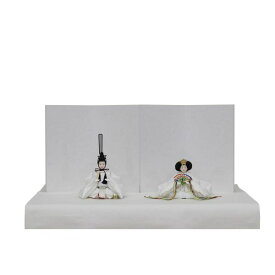 ひな人形 3点セット 親王飾り きよら十二番 スノーホワイト 雲立湧小 二曲一双 白 毛せん白 132458355