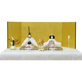 ひな人形 7点セット 親王毛せん飾り きよら 白 京十番 三五 スノーホワイト 金屏風 白毛せん 銀彩黄徳利 kw35whg 132458724