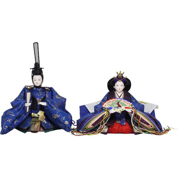 シンプル デザイン 日本産 小スペース 簡単 授与 国産 青い ひな人形 もも頭 きよら十一番 唐華 親王単品 持道具上 156874 スカイブルー