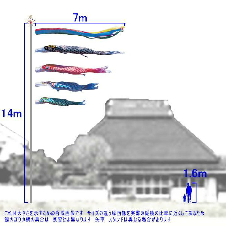 楽天市場】鯉のぼり 錦鯉 ノーマル 羽衣錦鯉 7m4匹 五色吹流し 