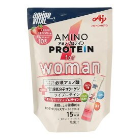 プロテイン アミノバイタル (AMINO VITAL) アミノプロテイン for woman ストロベリー味 10本入り ソイプロテイン アミノ酸 コラーゲン