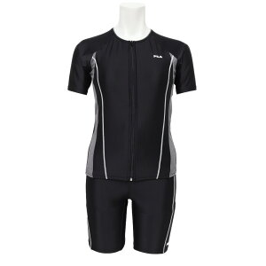 ★900円OFFクーポンあり★ フィットネス水着 レディース セパレート 半袖 フィラ 体型カバー ジム 袖付フルジップ セパレート水着 3132035-GMT 20代 30代 40代 50代 60代 S-LL FILA
