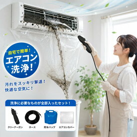 【当日出荷】 【強力高圧洗浄】エアコン 掃除 自分で 2026最新 エアコン洗浄セット オールインワン 業者不要 節約 高圧洗浄 洗浄カバー フィルター カビ除去 消臭 除菌 クリーニング メンテナンス 内部 汚れ 落とす 洗浄液 ホース 給水袋 道具 掃除用品
