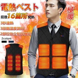 電熱ベスト 男女兼用 ワークマン 日本製 ヒーター 室外作業 超軽量 速暖 16箇所発熱 3段階調温 水洗い可能 前後独立温度設定可能 USB給電 防寒ベスト 防寒対策