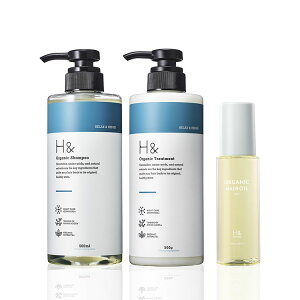 H&[アッシュアンド〕 シャンプー & トリートメント & ヘアオイル セットオーガニック ノンシリコン シトラスフローラル 金木犀 キンモクセイ 香り アミノ酸 セラミド配合 ダメージケア