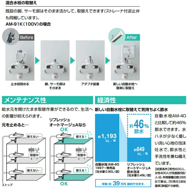 楽天市場】LIXIL・INAX 取替用自動水栓 AM-300TV1-AT リフレッシュ 