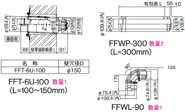 楽天市場】リンナイ 給排気トップ＋排気部材セット : スイスイマート