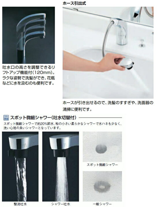楽天市場】LIXIL (リクシル) ホース引出式シングルレバー洗髪シャワー 