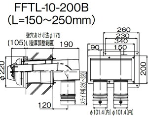 �����i�C�@100mm2�{�ǒ��o���r�C���g�b�v�@FFTL-10-200B�@L=150�`250mm�p