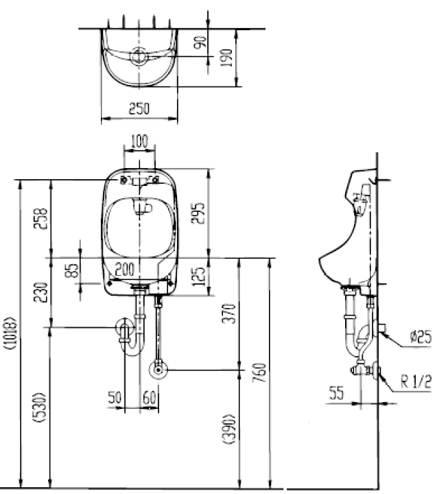 楽天市場】LIXIL リクシル コンパクト壁付手洗器 AWL-71UA(P) レバー式