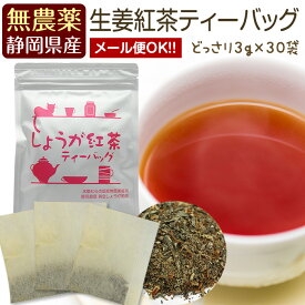 『しょうが紅茶ティーバッグ』3g×30包 無農薬栽培国産紅茶と鹿児島県産黄金しょうが使用の生姜紅茶ティーバッグ【無添加】水車むら農園 【国産紅茶・和紅茶・地紅茶・静岡産】