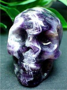 天然〜愛の守護石〜夢幻紫水晶アメジストどくろ骸骨置物 ◆ウルグアイ産【送料無料】 163G01B/B82G8D