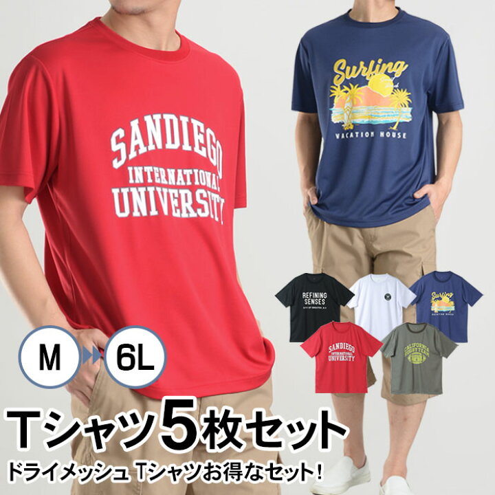 楽天市場】Tシャツ 5枚組 5枚セット tシャツ メンズ 半袖 ドライ  