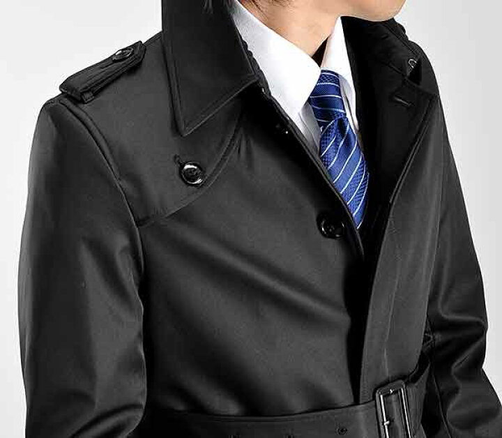 楽天市場 ボンディング素材 シングルトレンチコート 半キルティング ビジネス コート メンズ 撥水加工 スーツ スリムコートメンズ ビジネスコート 黒 ブラック 通勤コート Marutomi 送料無料 スーツスタイルmarutomi