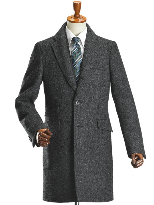 楽天市場】【Mサイズ限定】 ウール ツイード素材 チェスターコート 段  