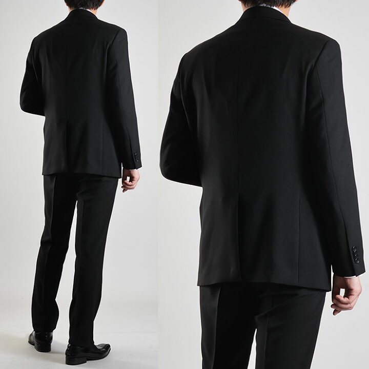 楽天市場 洗える 礼服 メンズ 喪服 セレモニースーツ フォーマルスーツ 上下ウォッシャブル 2つボタン シングル スーツ ウエストアジャスター付 ブラックスーツ 冠婚葬祭 葬式 結婚式 大きいサイズ E体 黒 オールシーズン 春夏 秋冬 スーツスタイルmarutomi
