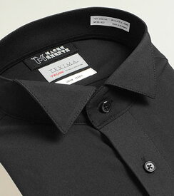 ウイングカラー メンズ シャツ 黒シャツ ブラック BLACK 長袖 ノーアイロン スリム ニットシャツ 形態安定 ストレッチ 吸水速乾 日本製生地 ワイシャツ Yシャツ MAGIC SHIRTS × TEXIMA フォーマルシャツ スリムシャツ レギュラーサイズ 大きいサイズ