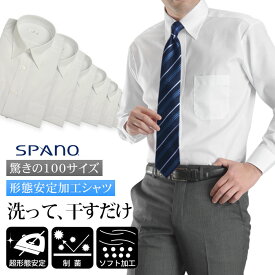 ワイシャツ 超形態安定加工 長袖 形状安定 メンズ ドレスシャツ Yシャツ シャツ ソフト 白 ホワイト レギュラーカラー SPANO nissinbo ノーアイロン 制菌 ビジネス フォーマル リクルート 就活