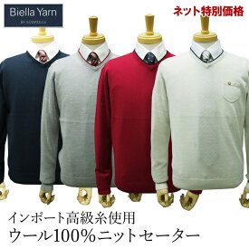未使用に限り返品OK！秋冬物 ニット セーター ウール100％ インポート高級糸 knit Biella Yarn ビエラヤーン メンズ メンズセーター ビジネス 紳士服 オフィス（M,L,LL）