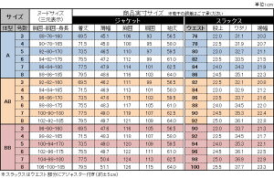 サイズ表