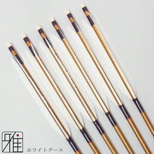弓道 矢 ジュラルミン矢 6本組ホワイトグース 1913シャフトバンブーカラー矧糸:紫系 【送料無料】翠山弓具店 suizanすいざんきゅうぐてん 【YA19805】