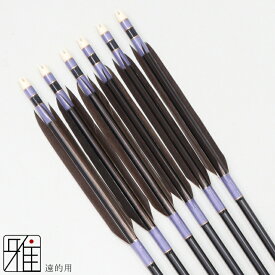 弓道 矢 ジュラルミン矢 6本組遠的矢 黒手羽 1913シャフト黒矧糸：紫系【送料無料】翠山弓具店 suizanすいざんきゅうぐてん 【YA197011】