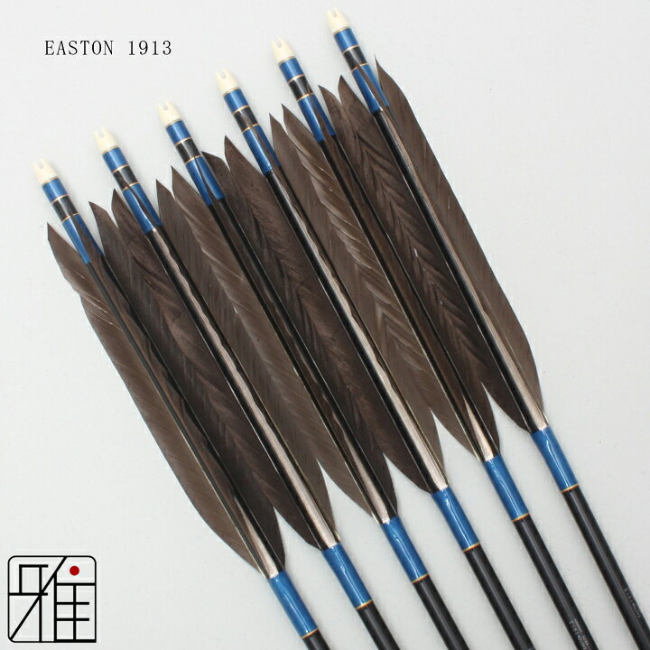 楽天市場】弓道 矢 ジュラルミン矢 6本組黒羽根 手羽 1913黒シャフト矧 